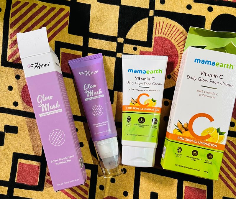 Mamaearth VitaminC FaceCream &amp; EarthRhythm FaceMas