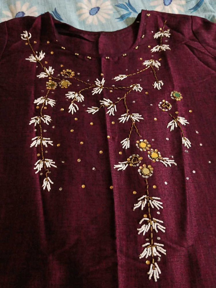Embroidered Purple Kurti 💜