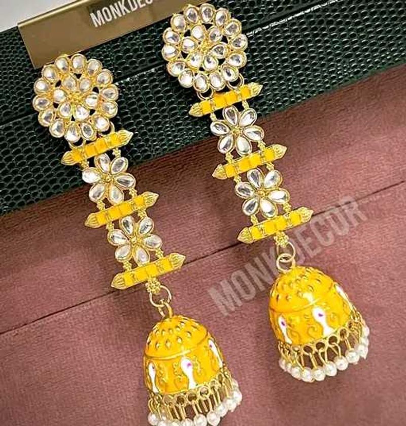 Yellow Jhumka Earrings