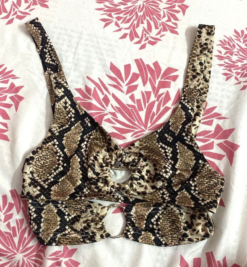 Snakeskin Print Bikini Top