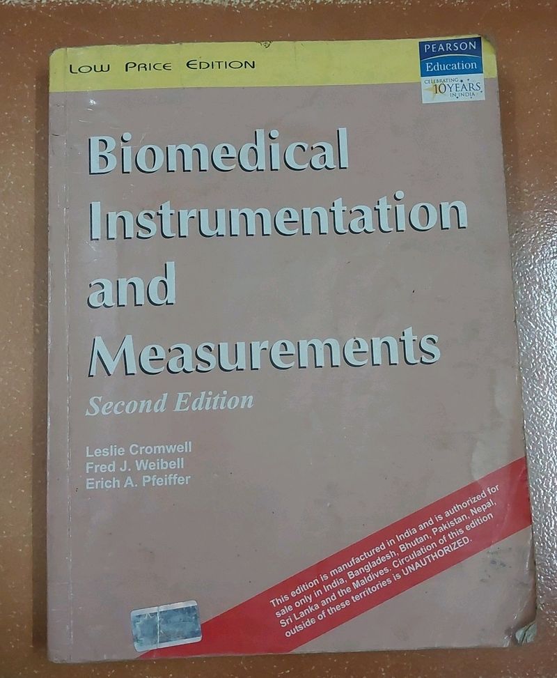 Biomedical Instrumentation and Measurements 2nd edition Leslie Cromwell, Fred J. Weibell, Erich A. Pfeiffer Pearson LPE