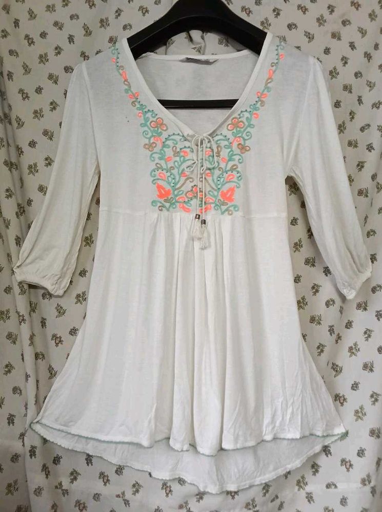 Boho Embroidered Tunic Top