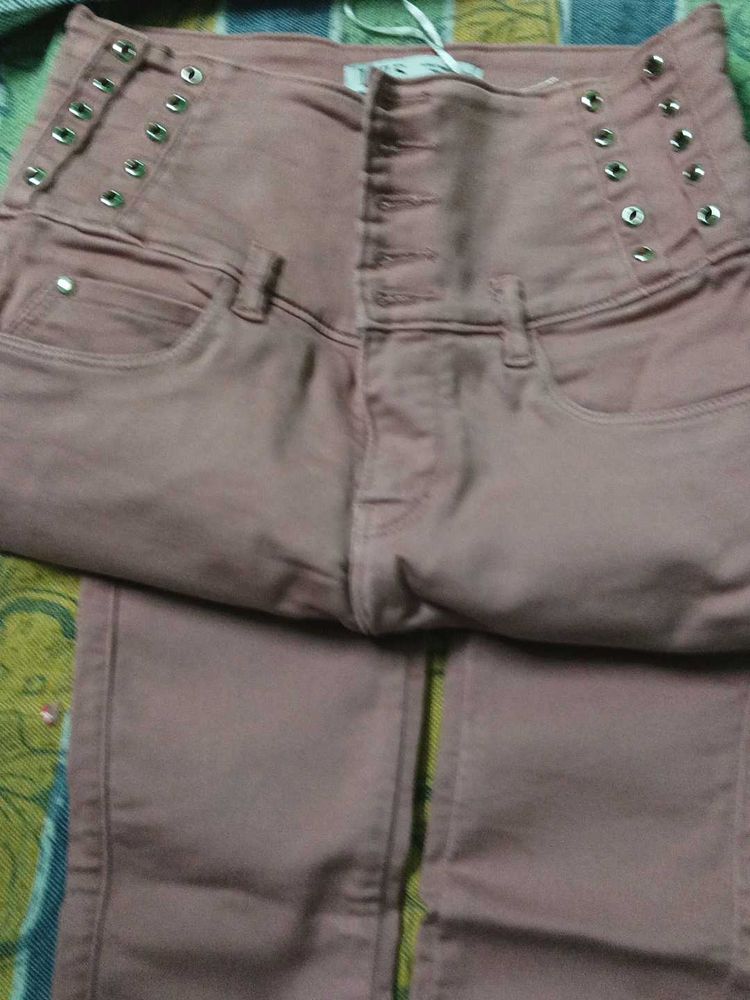 Pink High-Waisted Jeans