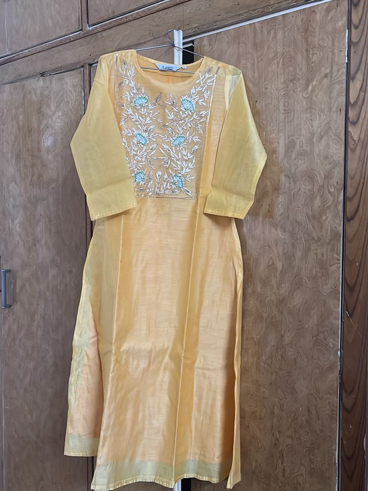 Beautiful Gold yellow Kurta With Work