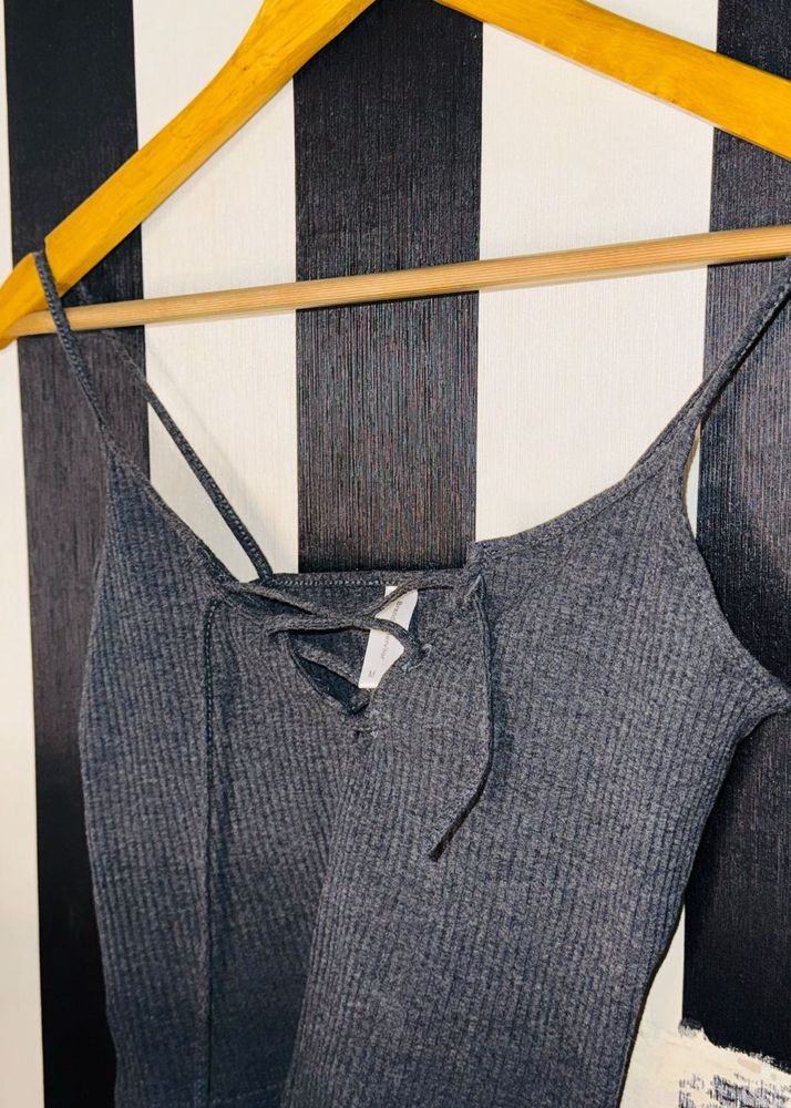 Gray Ribbed Tank Top