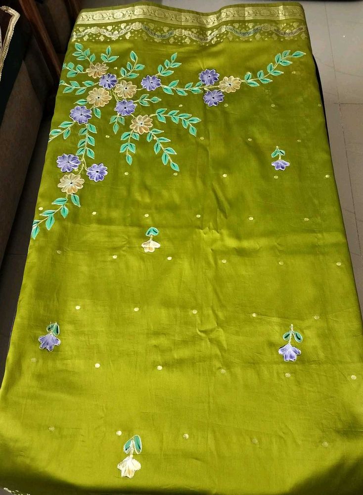 Beautiful Silk Saree With Embroidery Design