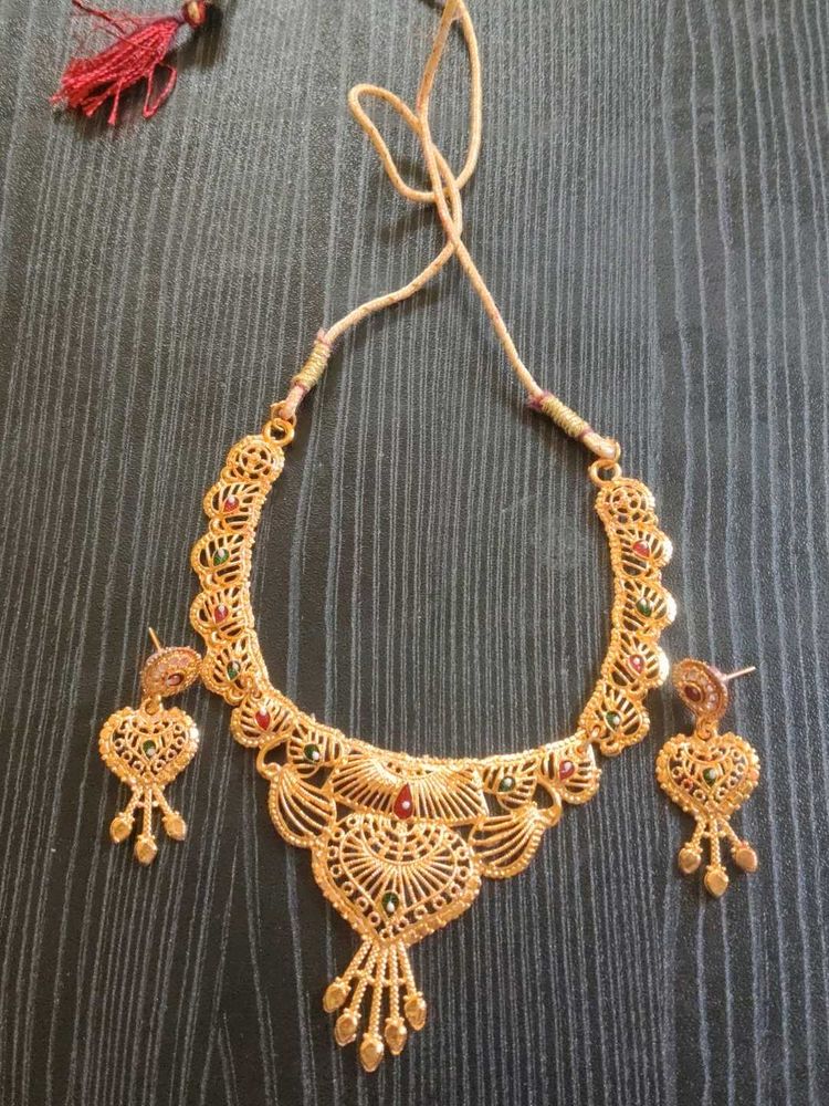 Gold-Plated Necklace &amp; Earring Set