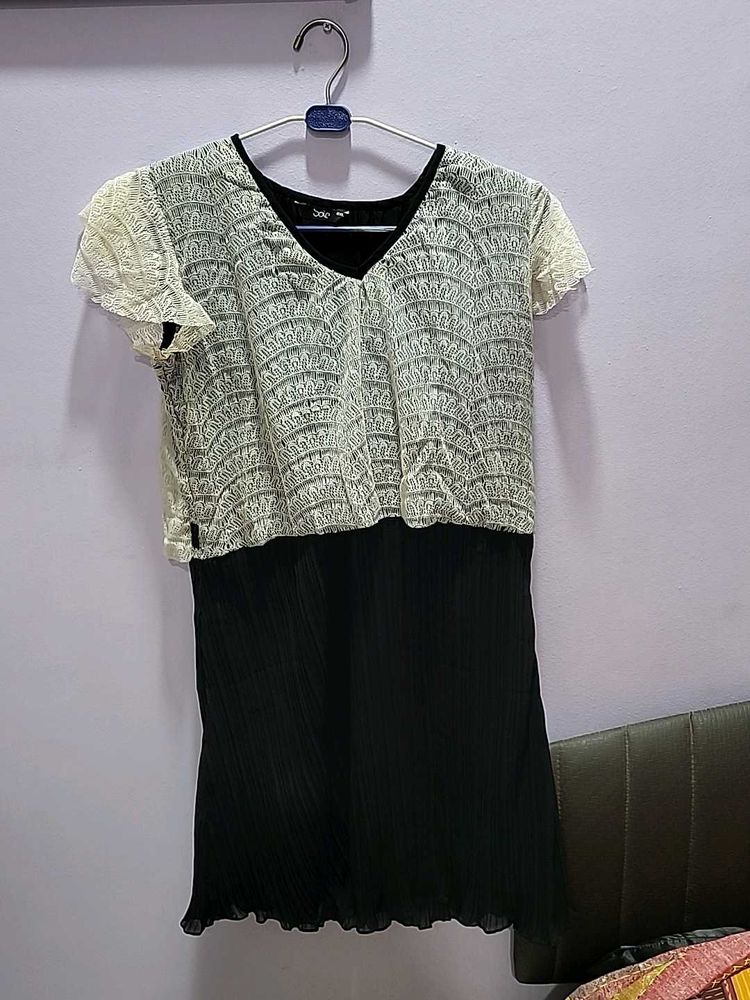 Lace Detail Black Dress