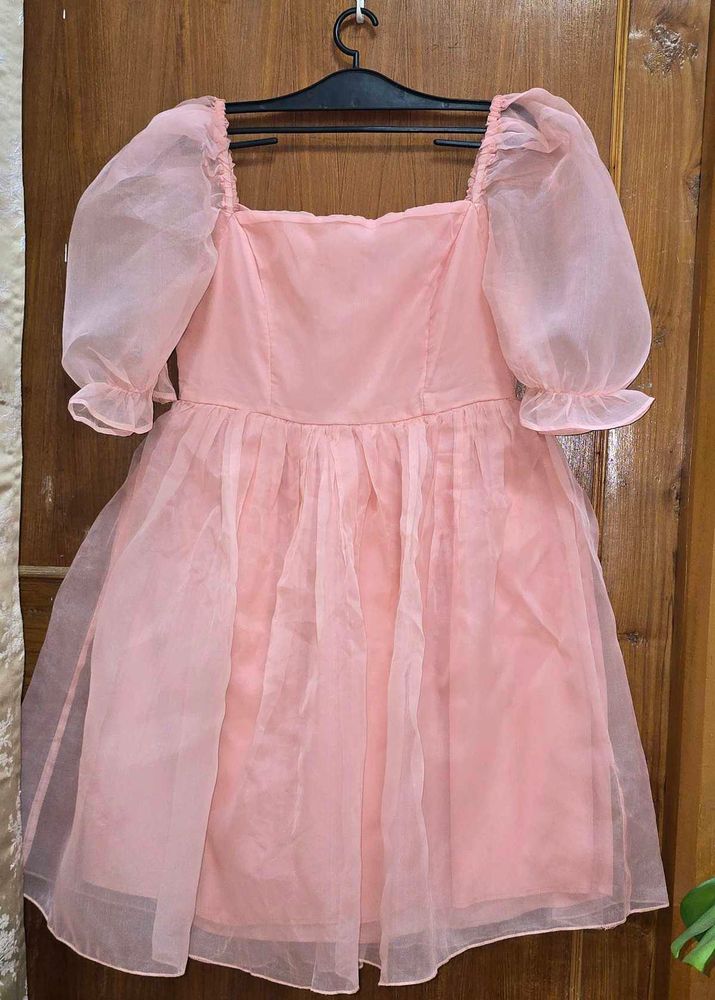 Pink Puff Sleeve Dress