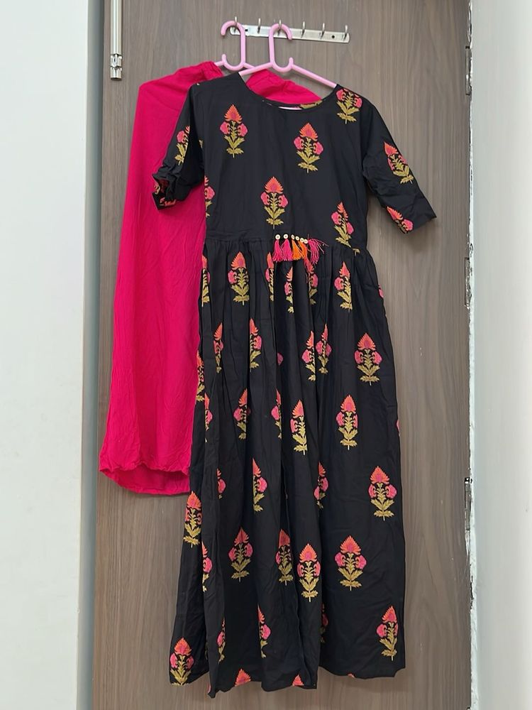 Pure 60-60 Cotton Designer Kurti Plazo Set
