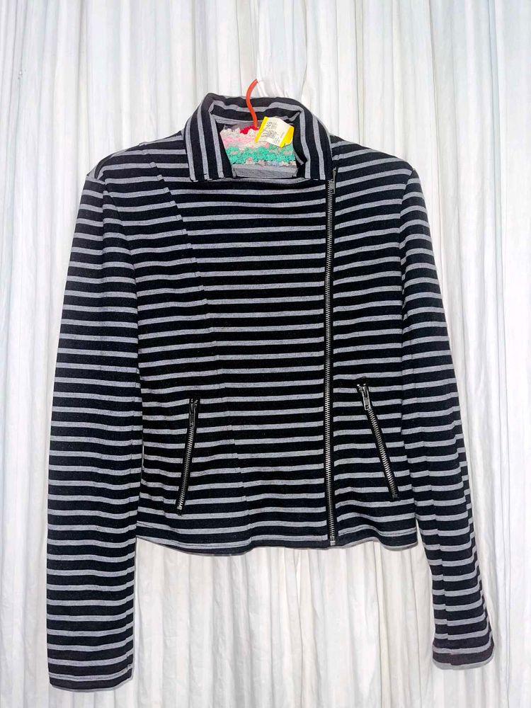 Striped Moto Jacket