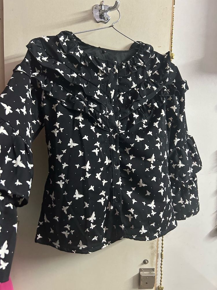 Cute Butterfly Frill Top