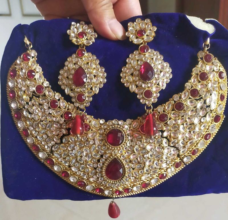 👑Maharani Red &amp; Gold Statement Jewelry Set