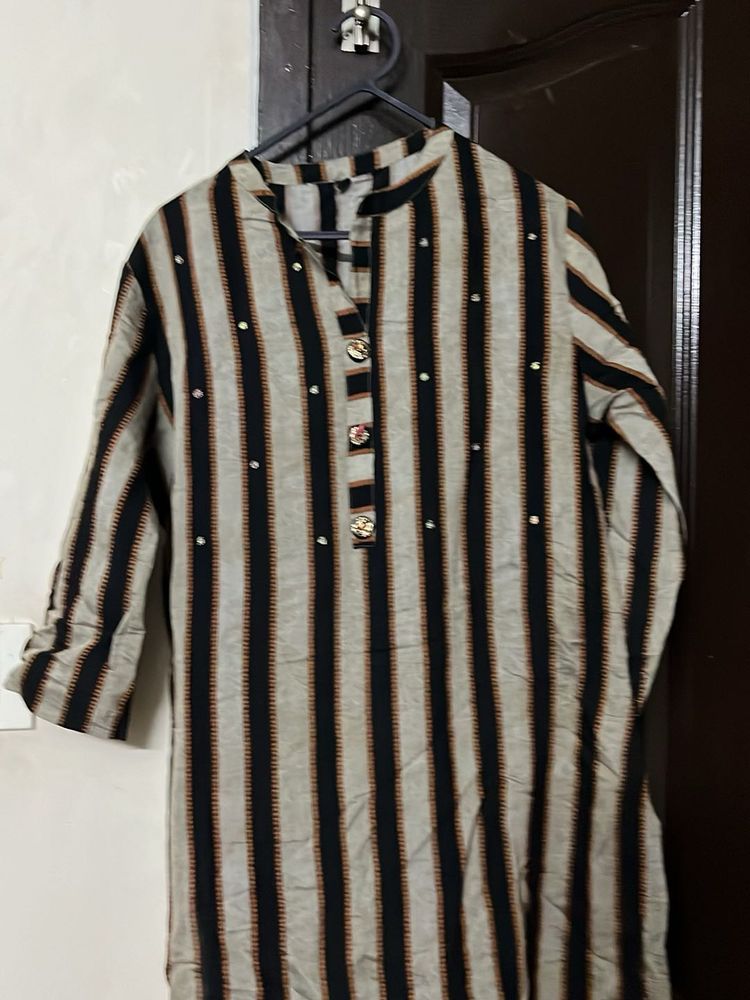 Striped Button-Down Tunic