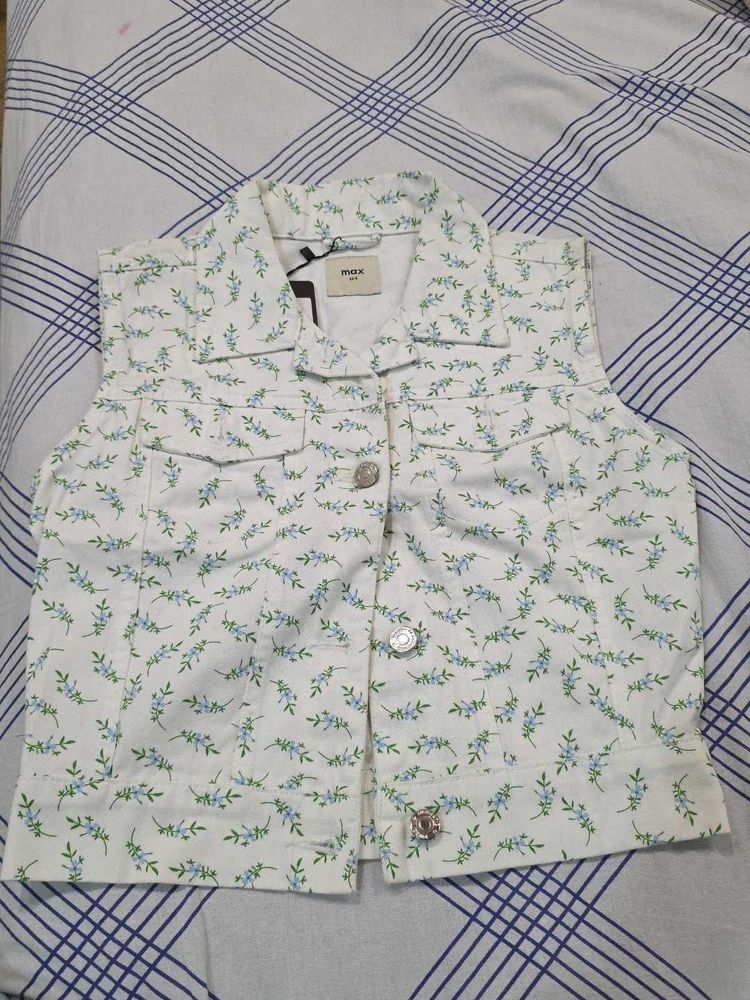 Floral Denim Vest