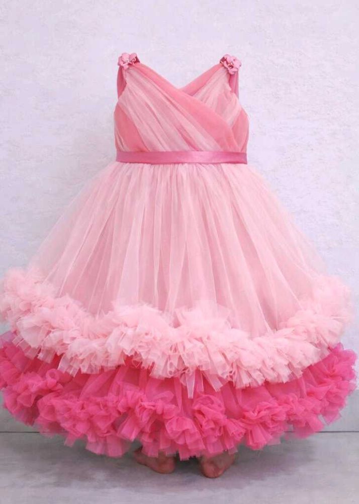 Pink Tulle Ruffle Dress