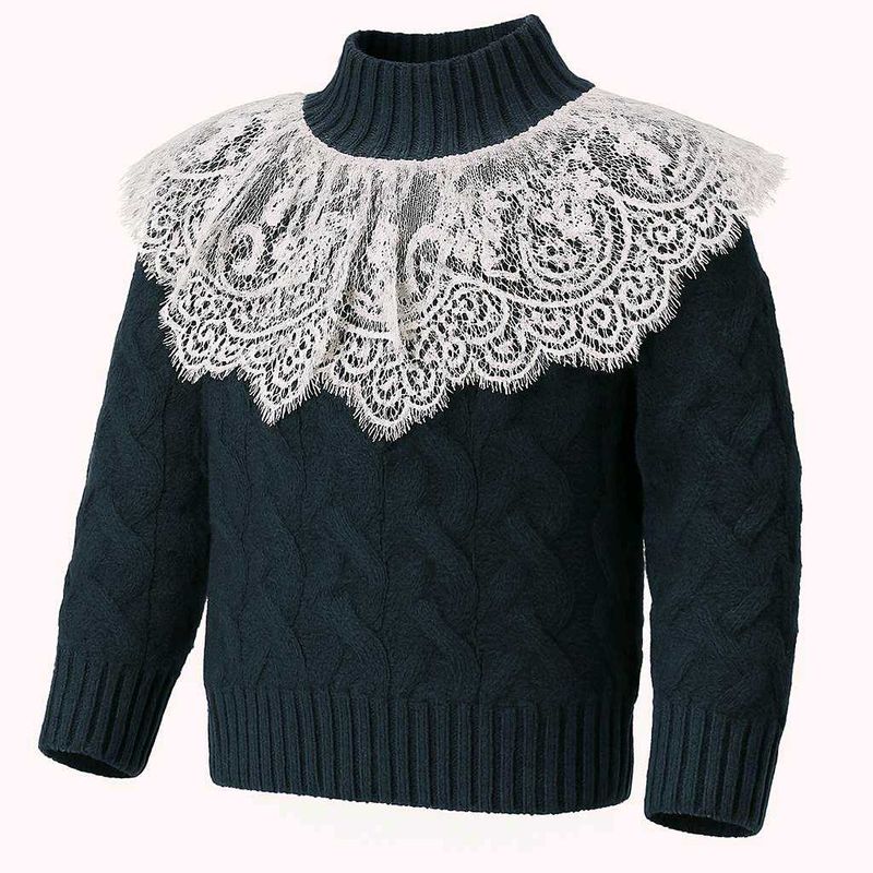 Cute Navy Blue Knit Sweater