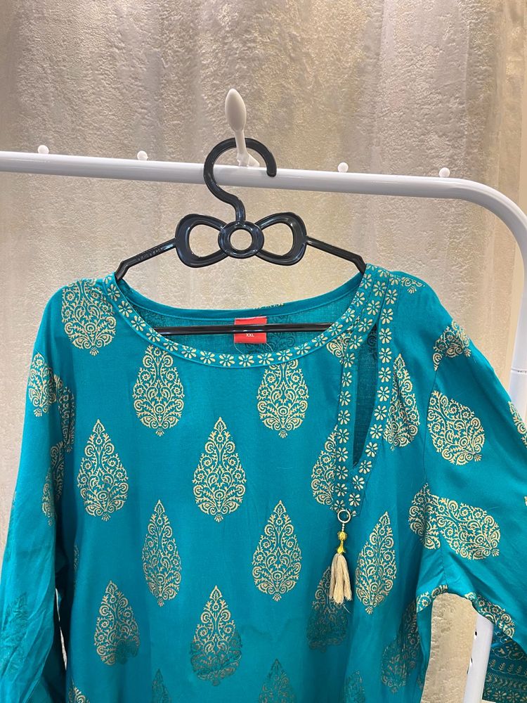 Elegant Teal Printed Kurta