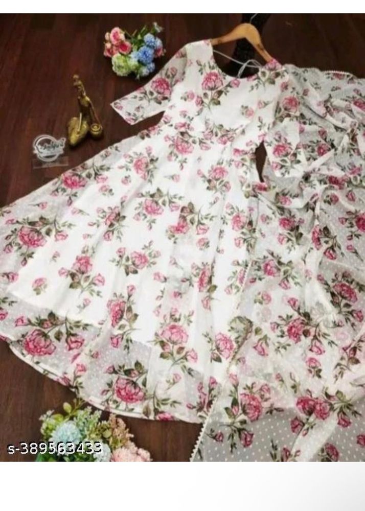 Floral Round White Kurtis &amp; Kurtas