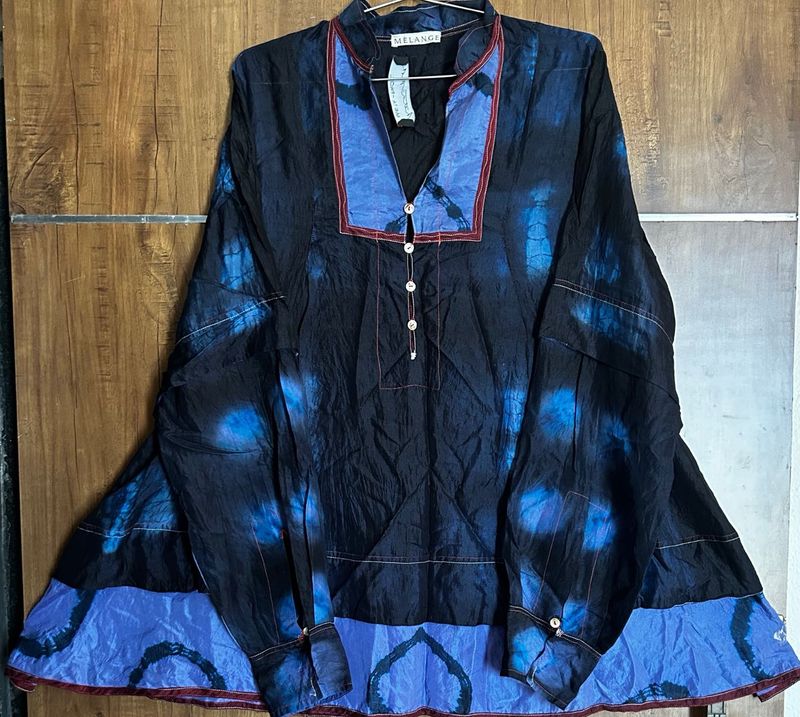 Flared Nevy Blue Colored Oversized Tunic