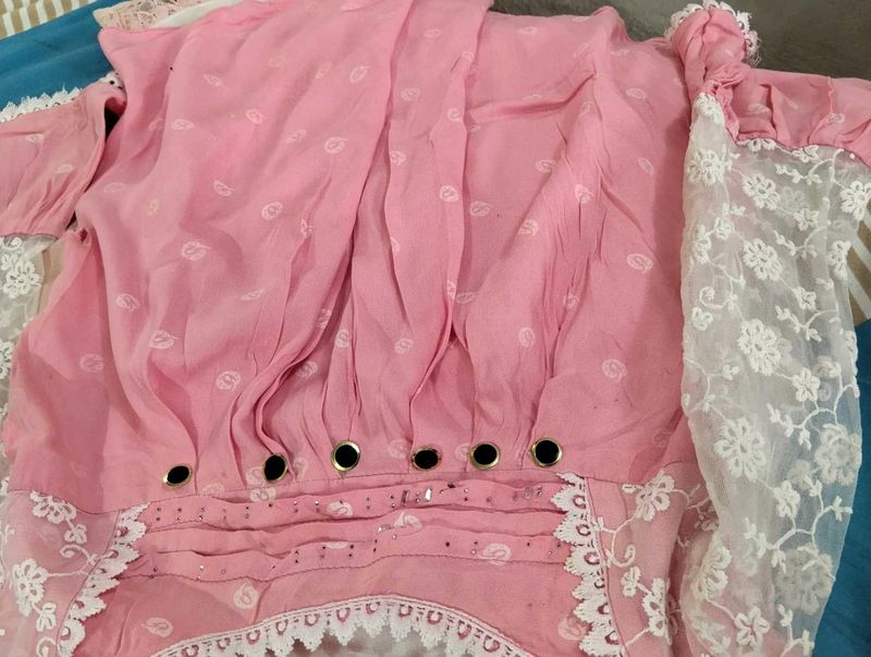 Pink Top with Lace Detail