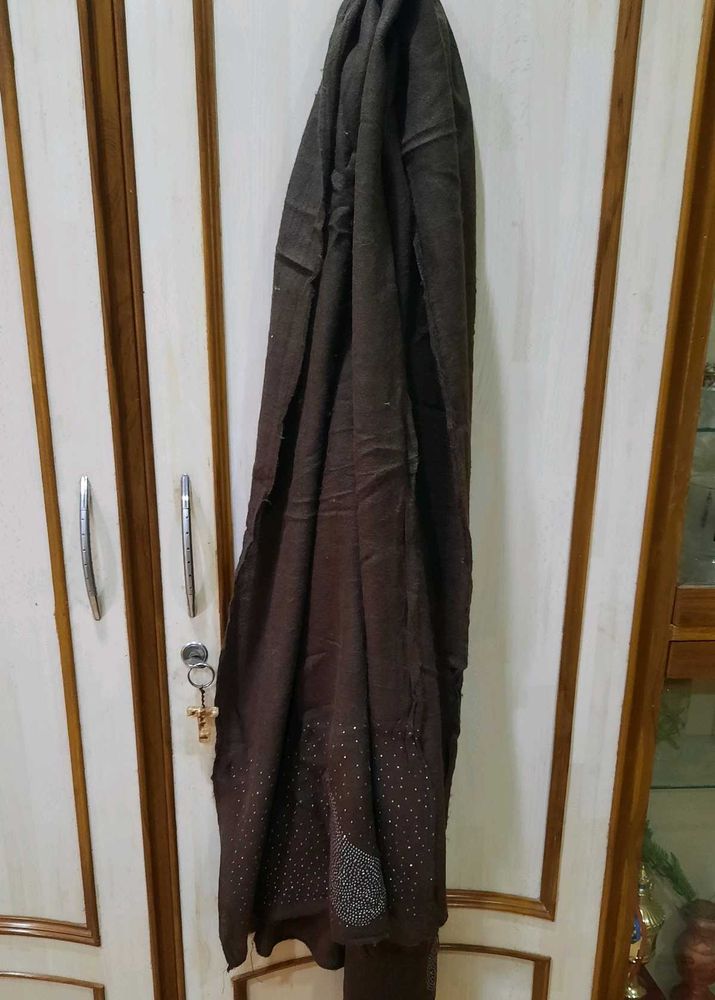 Elegant Brown Scarf with Rhinestones
