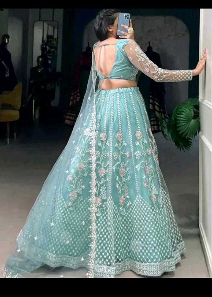 Elegant Blue Embroidered Lehenga