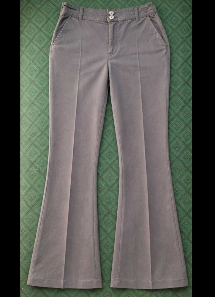 Grey Flare Leg Trousers