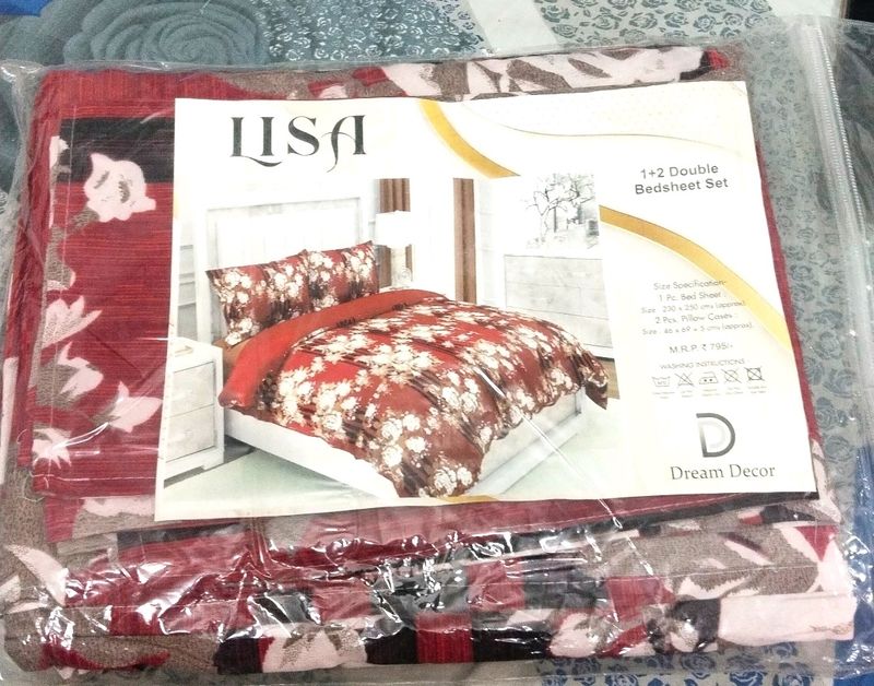 1+2 Double Bedsheet Set New ✅💯