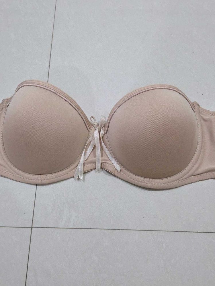 Beige Strapless Bra