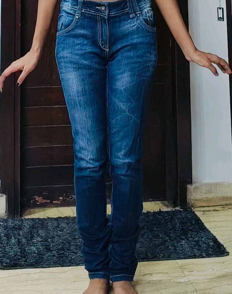 Navy Blue Fitted Jeans
