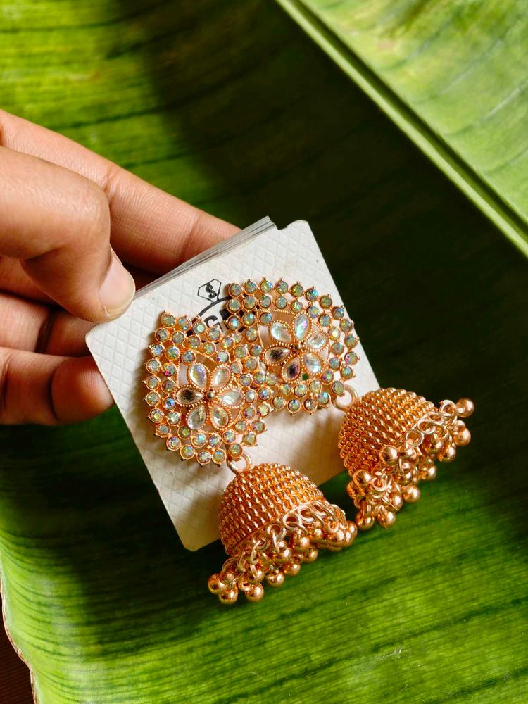 Rose Gold Designer Jhumkas