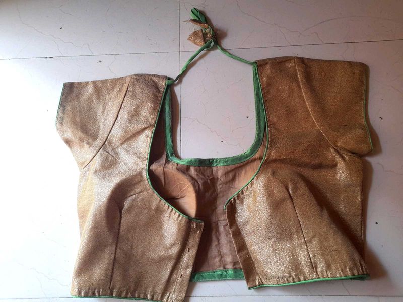 Golden Party Wear Saree Blouse