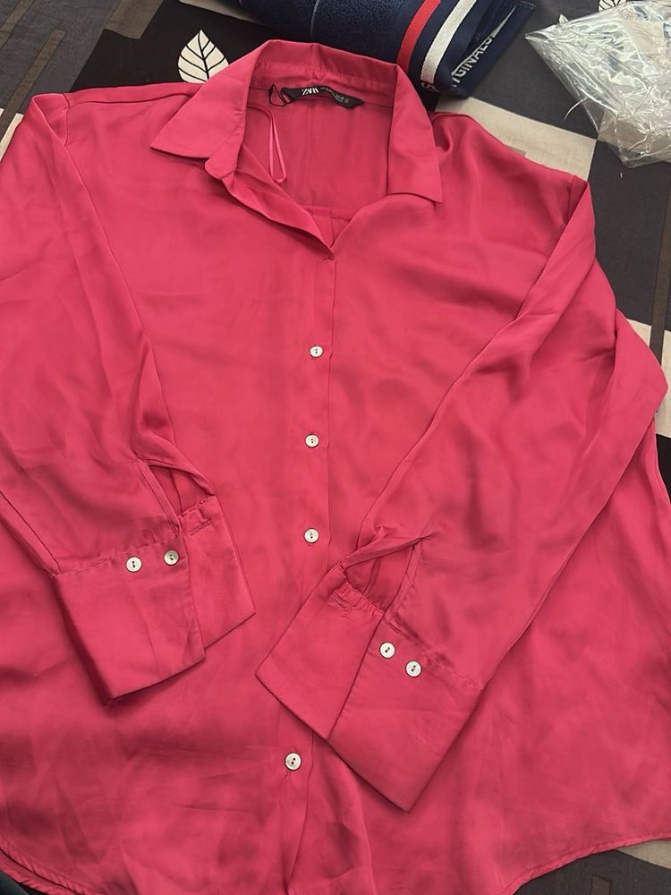 Zara Pink Button-Down Shirt