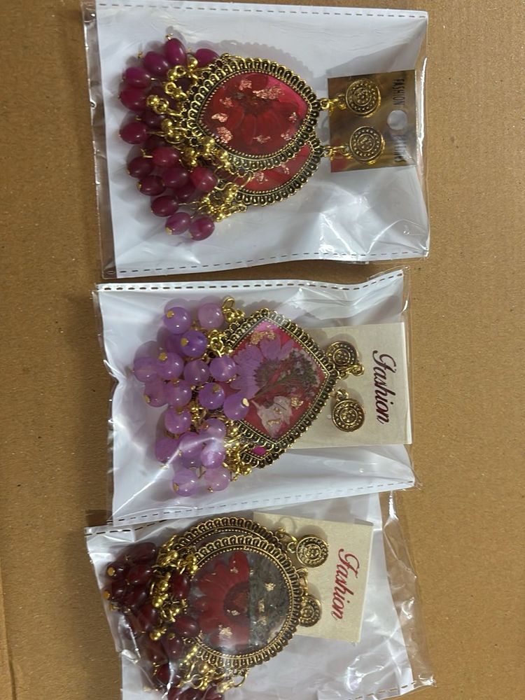Beautiful beaded earrings 3 pairs combo