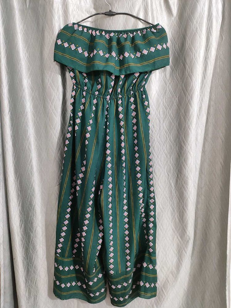 Green Off Shoulder Jumpsuit