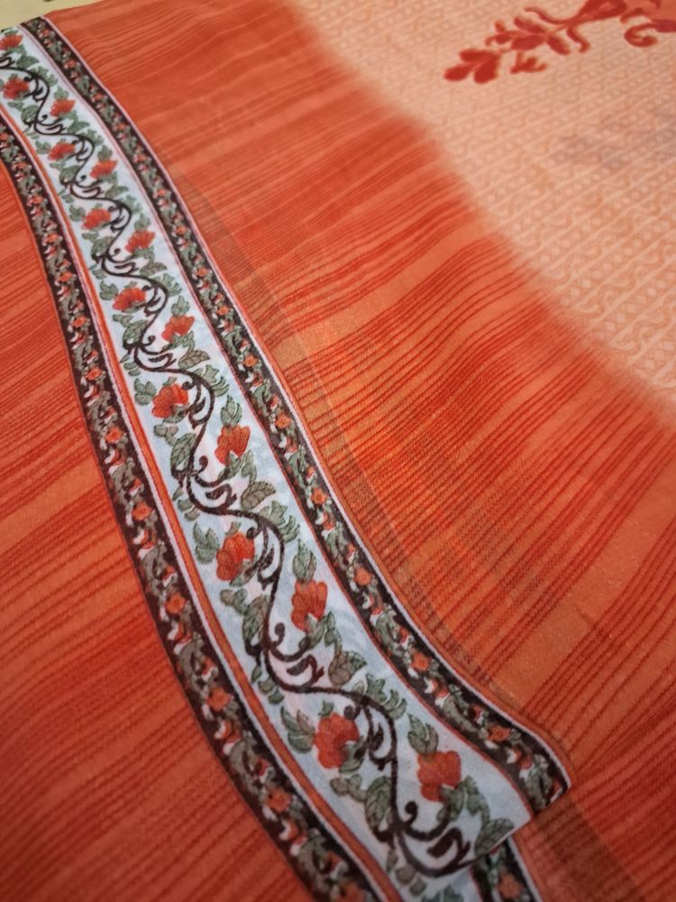New Daily Wear Orange Saree
