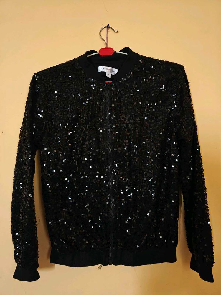 SBL Sequined Black Bomber Jacket