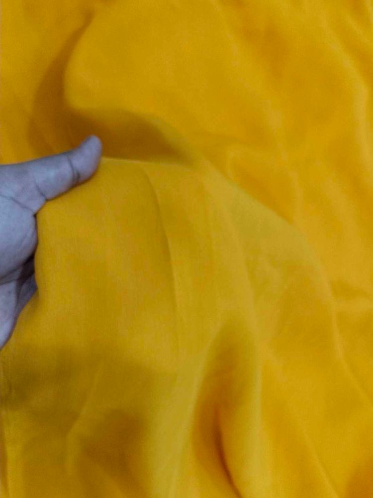 Haldi Colour Saree With Iconic Blouse