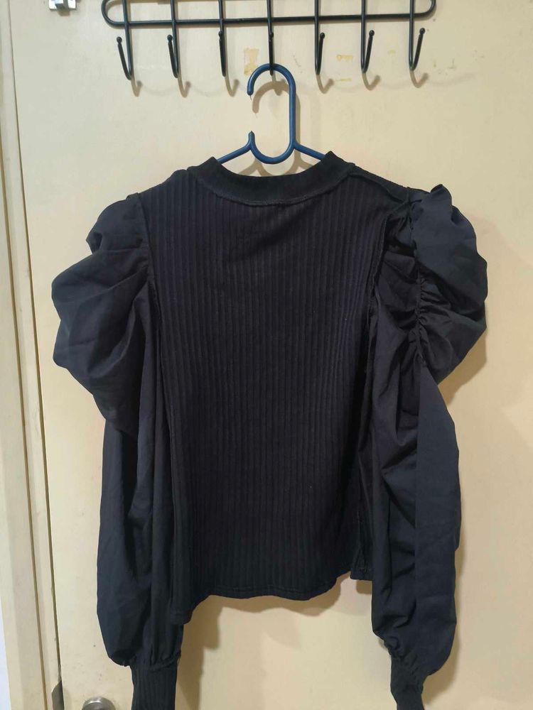 Black Puff Sleeve Top