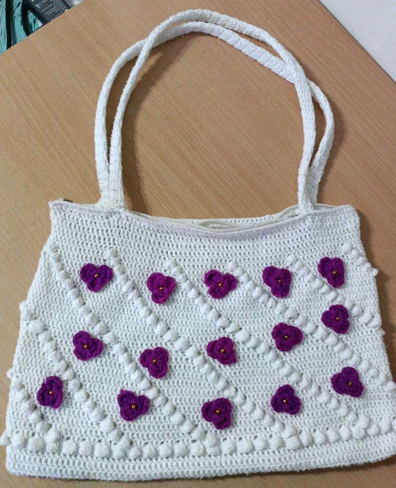 Handmade Crochet Floral Handbag