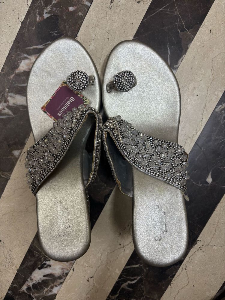 Elegant Silver Embellished Sandals