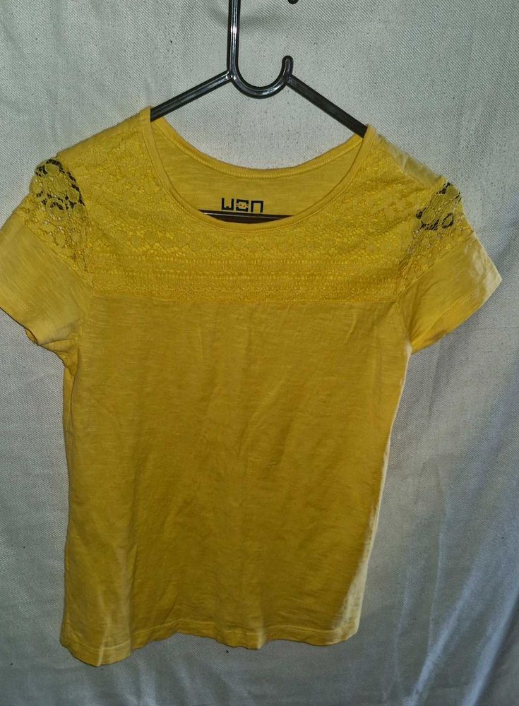 Yellow Lace Detail Tee
