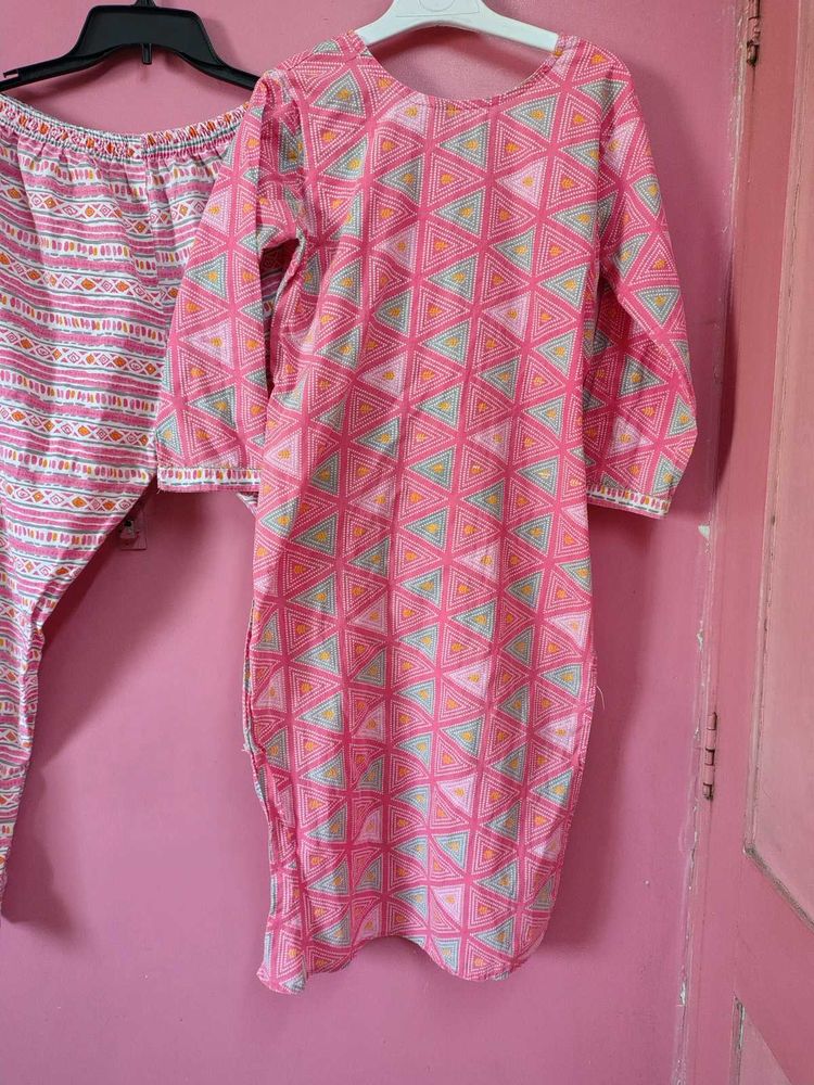 Pink Printed Kurta Set