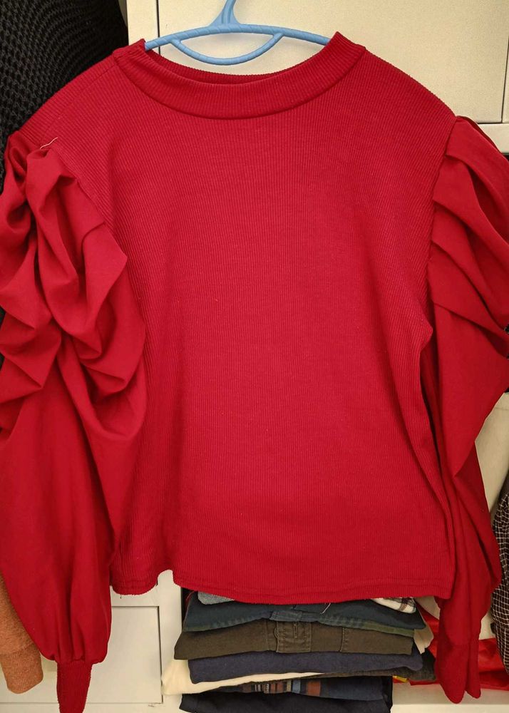 Maroon (Red) Puff Sleeve Top