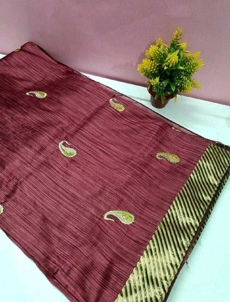 Maroon Paisley Design Saree
