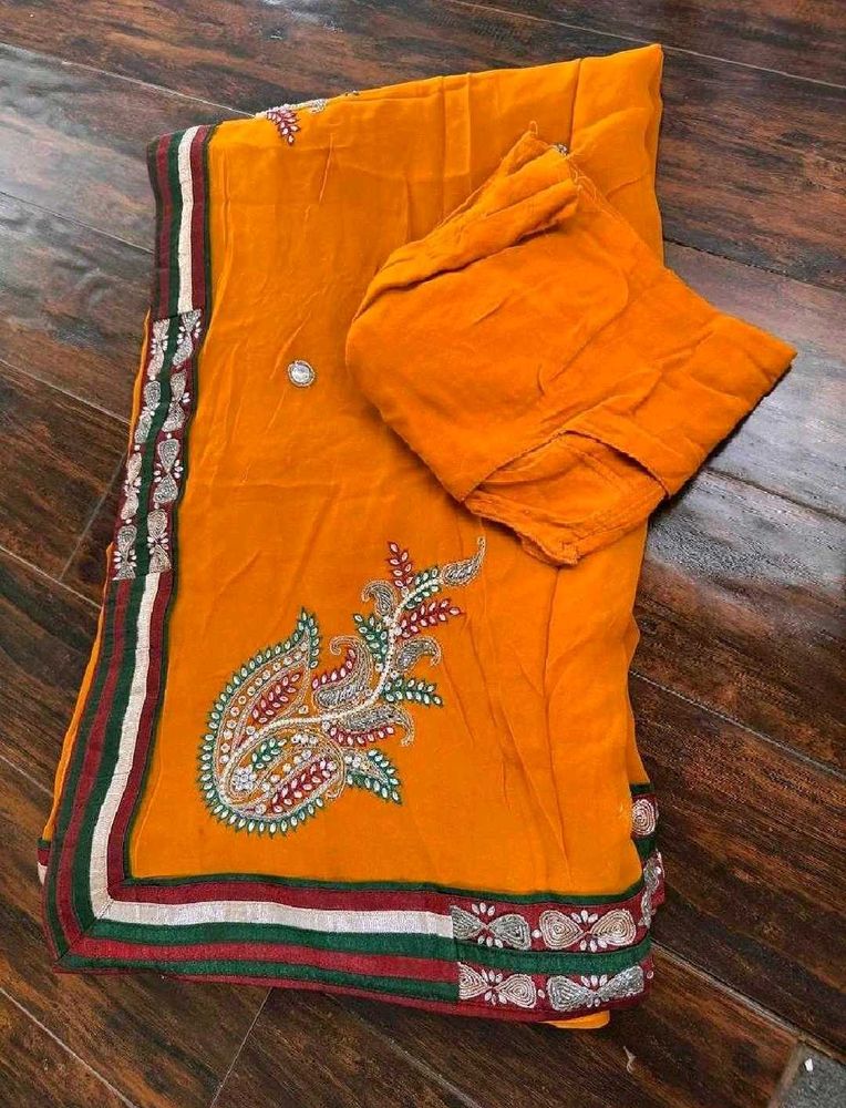 Mustard Yellow Saree with Blouse