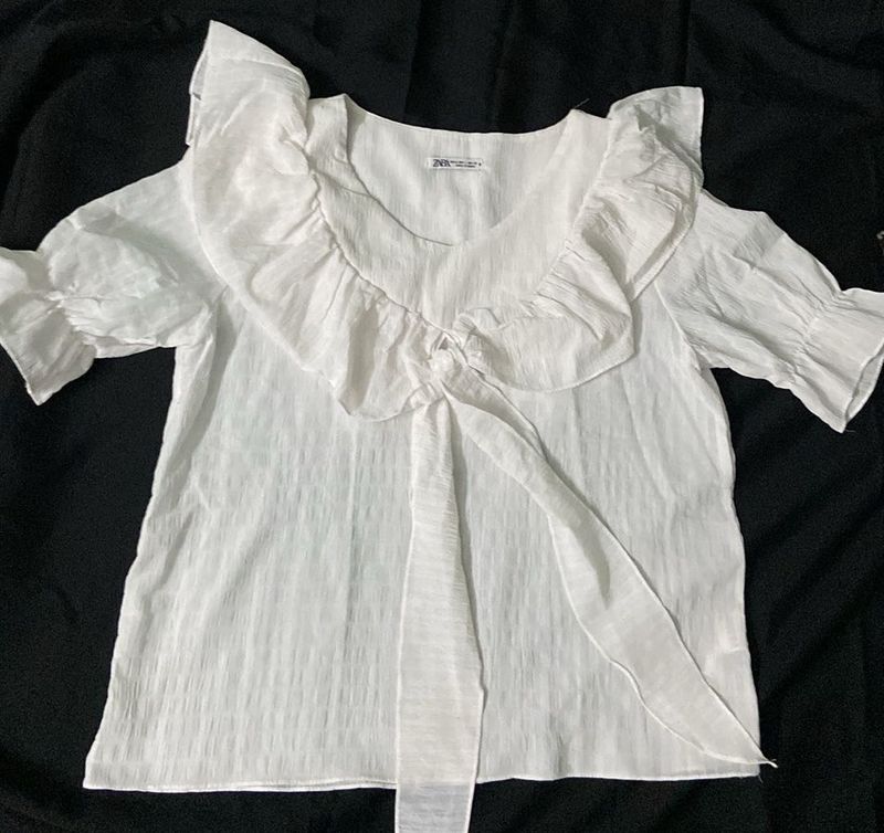 White Frill Top