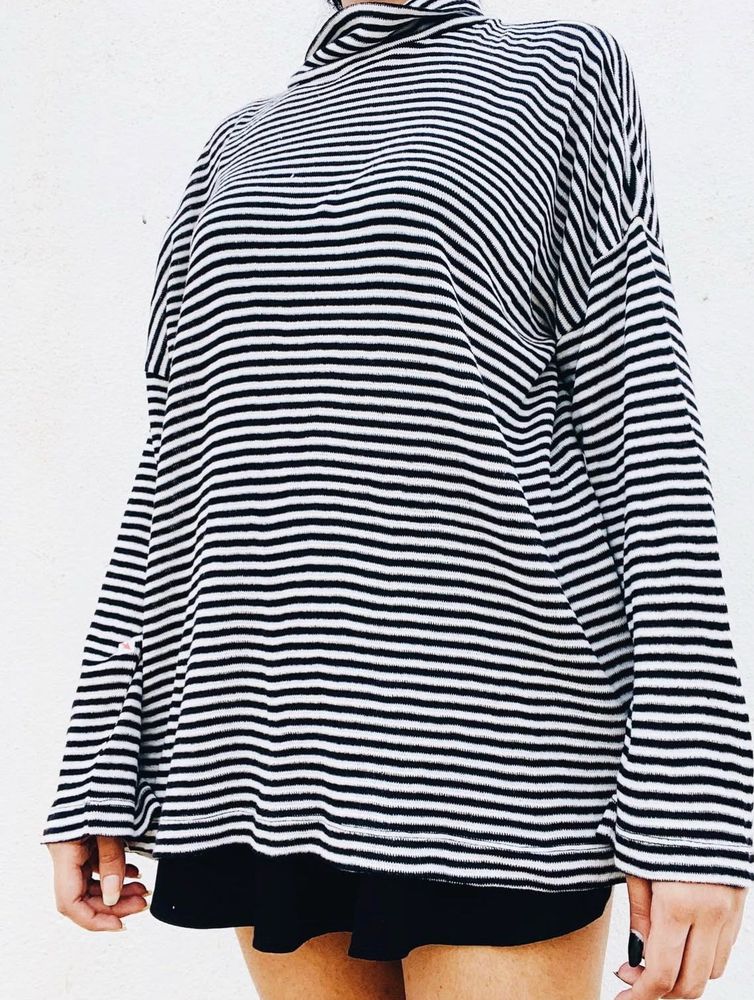 Striped Turtleneck Long Sleeve Top