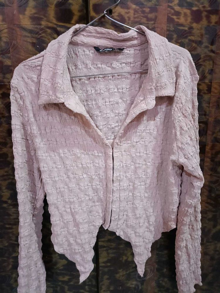 Crinkle Button-Down Top